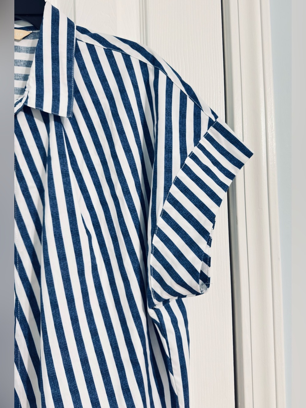 Hope & Harlow Blue White Vertical Stripe Button Front Shirt XL Oversized - Picture 4 of 12